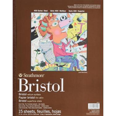 Imagem de Strathmore Bristol Série 400, 2 camadas de velino, 28 cm x 35,5 cm encadernado com fita, 15 folhas