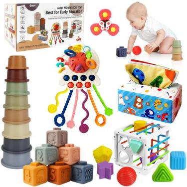 Imagem de Brinquedos para bebês Montessori EPOGG 6 em 1, 6 a 12 meses com cordão