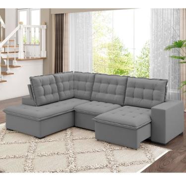 Imagem de Sofá Canto Retrátil e Reclinável Belluno Tamanho 310cm X 220cm Cinza