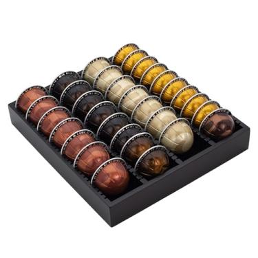 Imagem de MinBoo Bandeja de gaveta de armazenamento de cápsulas de café de bambu, organizador de inserção de gaveta de bambu para cápsulas de café, compatível com cápsulas Vertuoline, adequado para cozinha,