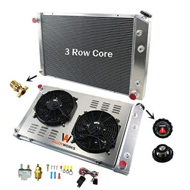 Imagem de Radiador ALLOYWORKS CU716 e kit de relé para Chevy C/K 10 20 30 Series GMC Trucks Pickup Blazer Suburban Jimmy Radiators 1973-1991, vários modelos V8 (3 fileiras, alumínio completo, AT/MT)