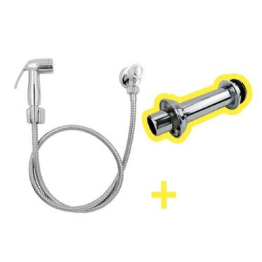 Imagem de Ducha Higiênica Abs Cromada Para Banheiro 1/4 De Volta + Tubo de Ligaç