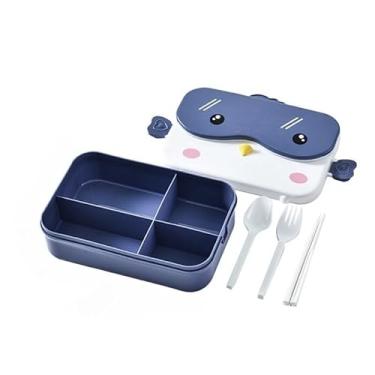 Imagem de Lancheira Pote Infantil Divisórias Bento Box 900 Ml Talher Microondas Escolar Infantil(Azul.)