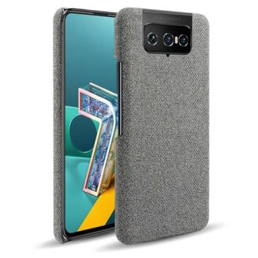 Imagem de Capa para ASUS Zenfone 7,Capa desenhada em lona,Case Protetora Ultrafina com Empunhadura Macia,Design em Tecido Antichoque e Antiarranhões-Gray