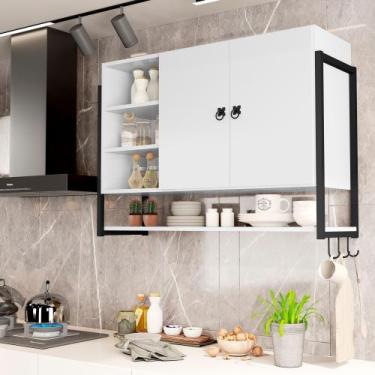 Imagem de Armário de cozinha moderno Julia 2 portas com alça para pendurar utens