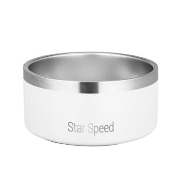 Imagem de StarSpeed Tigela para cães de aço inoxidável. Tigelas de água para cães grandes com fundo de borracha, resistente a quedas e durável, mantém frio, comporta 8 xícaras de água, serve para tigelas de