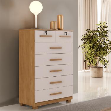 Imagem de Cômoda 7 Gavetas com Pés Barcelona Benetil - Cinamomo/Off White