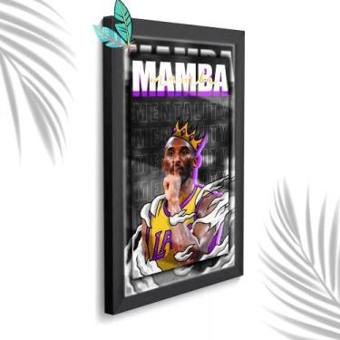 Imagem de Quadro Decorativo Kobe Mamba + Vidro 33x25 Sala Escritório - Estação V