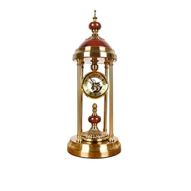 Imagem de Relógio de mesa retrô europeu de metal americano decoração de mesa arte pastoral quartzo relógio decoração (cor: A, tamanho: 20 * 53 cm)