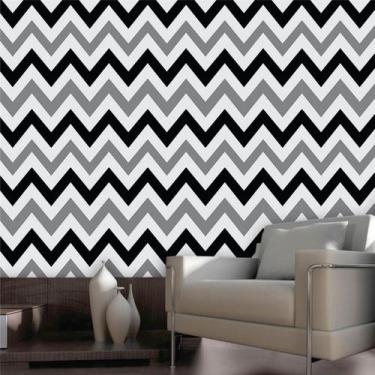 Imagem de Papel de Parede Vinil Autocolante Chevron Cinza e Preto 250 - Inove Pa