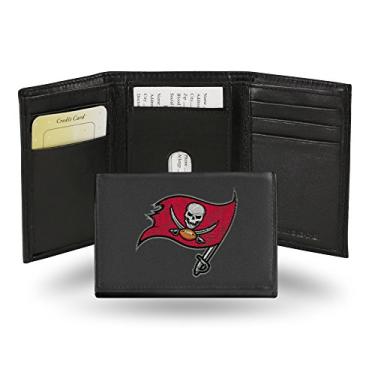 Imagem de Carteira de couro bordada NFL Rico Industries com três dobras, Tampa Bay Buccaneers, 8,2 x 10,8 cm