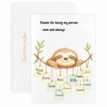 Imagem de MAGJUCHE Cartão de agradecimento para noiva – Selo e envelope de cera elegante, papel de 300 g/m², impressão vívida de 600 DPI, 12 x 17 cm, design de preguiça