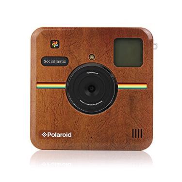 Imagem de Polaroid Placa frontal personalizada para Polaroid Socialmatic - aparência de couro marrom fosco