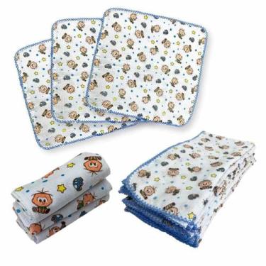 Imagem de 9Pçs Mônica 3 Fralda G+3 Fralda De Boca+3 Faixa Umbigo Azul - Turma Da