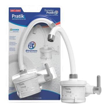 Imagem de Torneira Elétrica Pratik 4 Temperaturas Branca/Cromada 4800W 110V, 220