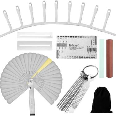Imagem de Conjunto de ferramentas Luthier de guitarra com 17 peças, 13 agulhas de aço inoxidável, 9 calibres de raio de corda inferior, 32 medidores de aço, régua de ação de cordas, 2 protetores de dedo, 2 pedras de moagem, com sacos de flanela