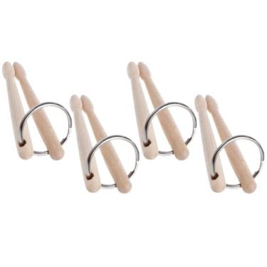 Imagem de 4 porta-chaves mini bengala de madeira chaveiro baqueta dupla vara de bateria chaveiro baqueta chaveiro percussão chaveiro decoração chaveiros pingente bolsa pingente