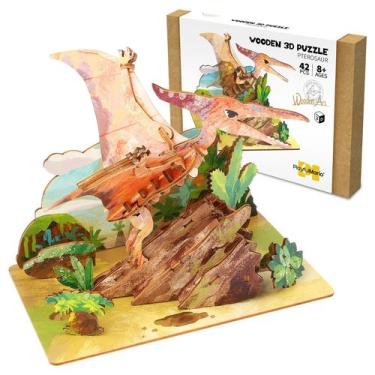 Imagem de Conjunto de quebra-cabeças de dinossauros 3D JZMDEDR de madeira para c