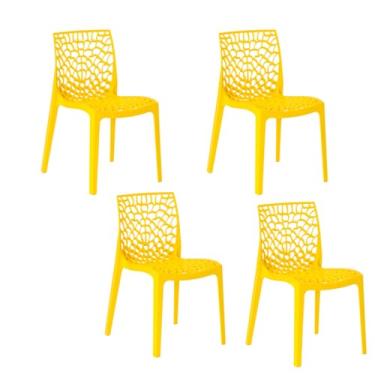 Imagem de Ecom Home - Kit 4 Cadeiras Gruvyer Amarela Restaurante Bar Sorveteria Açaiteria Parque Jardim Recepção