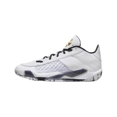 Imagem de NIKE Tênis de basquete Air Jordan XXXVIII FIBA (FN7481-100, branco/platina pura/ouro metálico), Branco/ouro metálico/preto e branco, 13 Women/11.5 Men