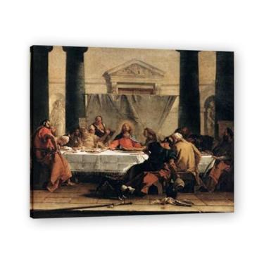 Imagem de A Última Ceia Giovanni Battista Tiepolo Impressão em tela – Obra-prima rococó barroca, pintura escolar de Veneza, pintura a óleo decorativa para galeria doméstica 30 x 36 cm