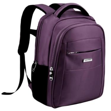 Imagem de Mochila Bolsa Masculina Feminina Unissex Reforçada Notebook Viagem Executiva Trabalho Faculdade Escolar Impermeável Resistente Anti Furto Compacta (Roxo)