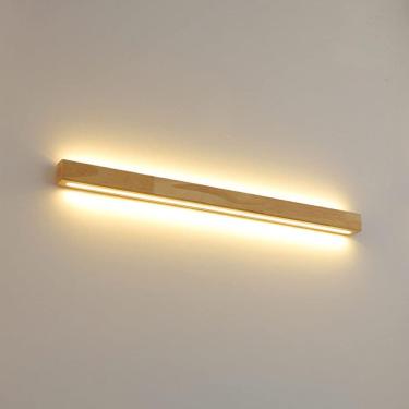 Imagem de Luz de parede linear de madeira arandela de parede LED moderna vaidade do banheiro leve, para baixo, luminária de madeira luminária de madeira wabi sabi a cabeceiro deco a arandel