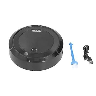 Imagem de Mini vassoura doméstica recarregável, robô aspirador de pó fino de 6 cm com detecção de terreno OBS, sensor inteligente antiqueda, área ampla para sala de estar em casa (preto)