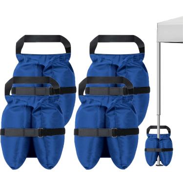 Imagem de HAZBEN Sacos De Areia Resistentes E Resistentes, Pesos Cobertura (120 Libras), Conjunto 4, Barraca Dobrável Oxford 420D, Pernas Guarda-Sol, Gazebo, Abrigo Solar (Azul)