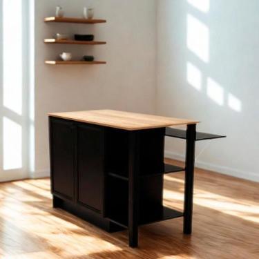 Imagem de Bancada Gourmet Ilha Cozinha Ditália 2 Portas CD-1028 Cozy, Preto