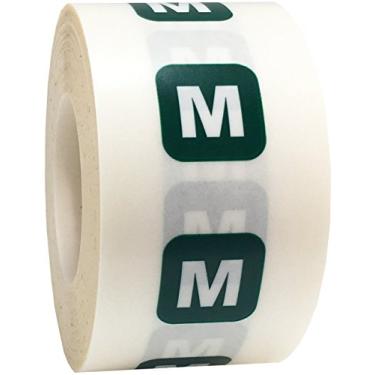 Imagem de Etiqueta média M transparente com tiras de tamanho de roupas verdes para vestuário de varejo 1,25 x 125 polegadas 125 adesivos