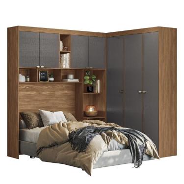 Imagem de Quarto Modulado Casal Lugano Jatobá-grafite - Santos Andirá Jatobá-grafite