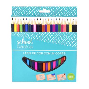 Imagem de School Basics Lápis de Cor 24 Cores Sextavado Ponta Resistente ECO