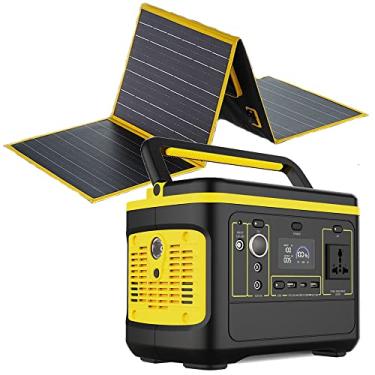 Imagem de central eléctrica portátil, Gerador solar portátil da estação de energia 600W(pico de 1200 W),LiFePO4 de 568Wh, carregamento rápido, painel solar, fonte de alimentação de reserva para casa