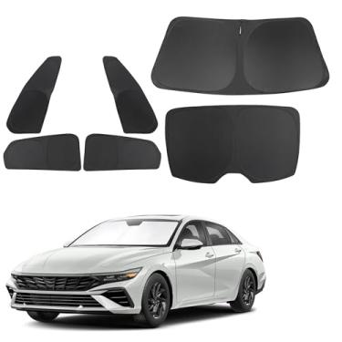 Imagem de TINGLU Persianas de janela para Hyundai Elantra 2021-2024 2025 acessórios lateral do carro janelas completas para-brisas triangulares para-brisas sol raios UV proteção de privacidade 6 peças