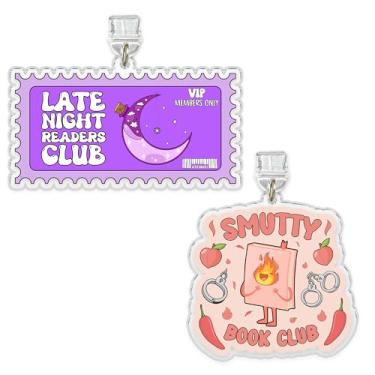 Imagem de Conjunto de 2 peças Clube de Leitores Tarde da Noite, Sm*tty Book Club Kindle Charms Plugue Poeira Charme 3,8 cm Livro Picante Presentes Romance Escuro para Leitores Kindle Lightning/Tipo C Acessórios