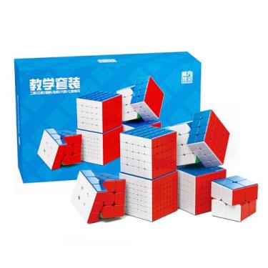 Imagem de Bukefuno MoYu MFJS WCA 2x2 3x3 4x4 5x5 6x6 7x7 Speed Cube Conjunto de quebra-cabeça sem adesivo Magic Speed Bundle Collection Cubos de quebra-cabeça (MFJS WCA 2-7 Cubo)