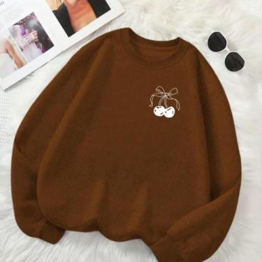 Imagem de Blusa de Frio Feminina GOLA CARECA Estamp Cherry Com Laço Delicado Fof