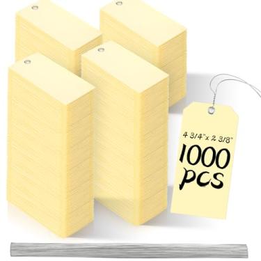 Imagem de 1000 etiquetas de envio com arame 10 cm x 6 cm em branco Manila para etiquetar etiquetas brancas com etiquetas de papel marfim anexadas para escrever em etiquetas de arame para máquinas de bagagem de