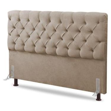 Imagem de Cabeceira Cama Box Solteiro Lylla 90cm Capitonê Com Frame Suede Bege -