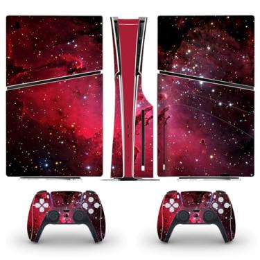 Imagem de Skin Sticker Compatible with PS5 Slim Disc Console and Controller, Protective Vinyl Decal Game Accesorries Cover Wrap (Red)