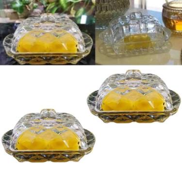 Imagem de 2 Mantegueiras De Vidro Cristal com tampa Retangular Luxo - TOK HOUSE