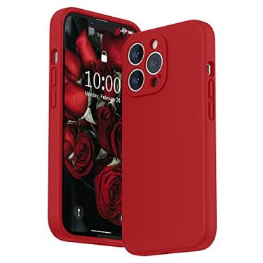 Imagem de SURPHY Capa para iPhone 13 Pro com protetor de tela, 13 capas de telefone de silicone líquido Pro (proteção da câmera e forro de microfibra macia), vermelha