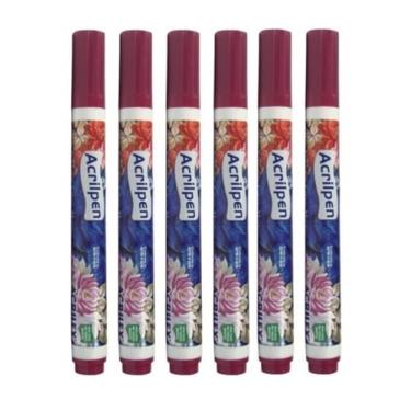 Imagem de Caneta Para Tecido Acrilpen 6 Unidade - Acrilex - Pintura Permanente e Personalização É Ideal Para Personalizar E Detalhar Seus Projetos De Tecido Com Precisão E Durabilidade (565 Vinho)