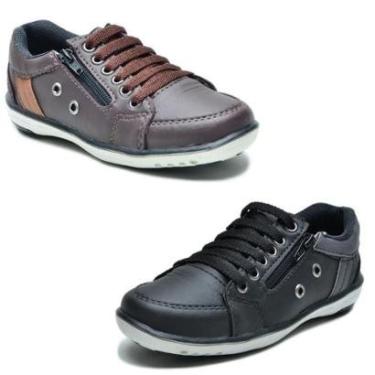 Imagem de Kit 2 Sapatênis Infantil Casual Fechamento Elástico e Zíper-Masculino