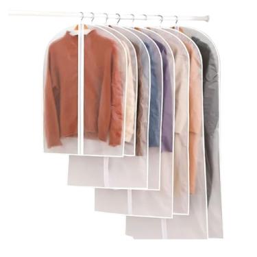 Imagem de KIT 2 Capa Impermeável Para Terno Jaqueta em EVA Branco Com Zíper Anti mofo Organizador para guarda roupa