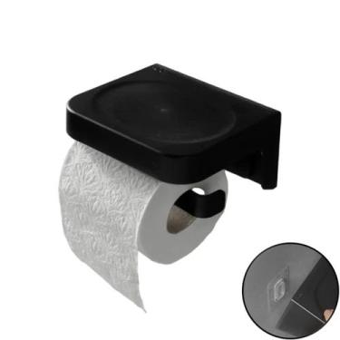 Imagem de Porta Papel Higiênico Papeleira de Parede com Adesivo Preto - Eleve PP