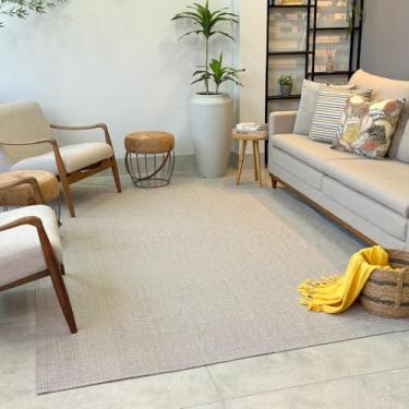 Imagem de Tapete Quarto Simples 2x2,5m Nude Mesclado Macio Antiderrapante Para Decoração Minimalista