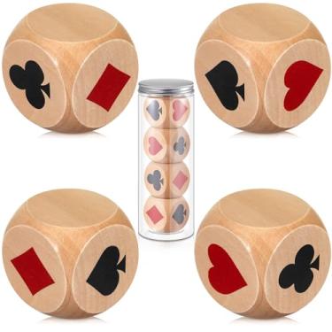 Imagem de Seenelling 4 Pcs Large Marked Dice Big Size 1.57'' Euchre Indicator, Wooden Suit Dice with Storage Bottle, Lucky Euchre Cube Gift for Pinochele Playing Cards