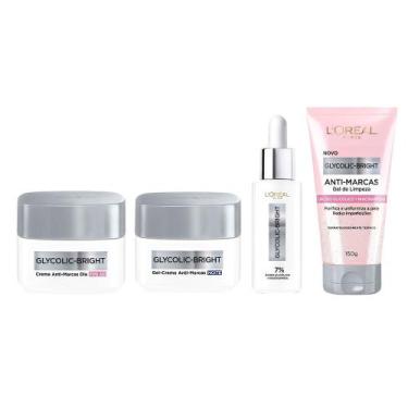Imagem de L'Oréal Paris Glycolic Bright Kit  Gel Creme Dia + Gel Creme Noite + S